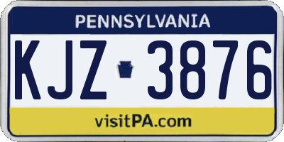 PA license plate KJZ3876