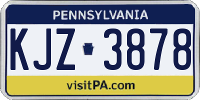 PA license plate KJZ3878
