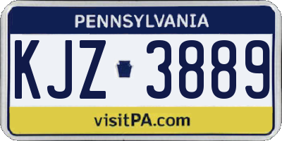 PA license plate KJZ3889