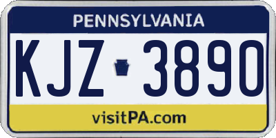 PA license plate KJZ3890