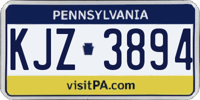 PA license plate KJZ3894