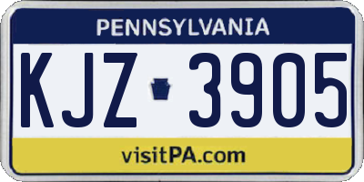 PA license plate KJZ3905