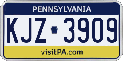 PA license plate KJZ3909