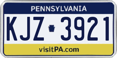 PA license plate KJZ3921