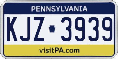 PA license plate KJZ3939