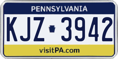 PA license plate KJZ3942