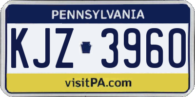 PA license plate KJZ3960