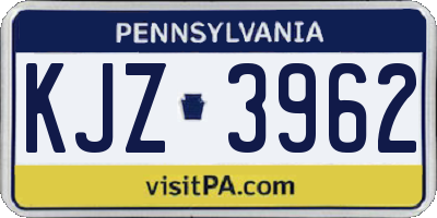 PA license plate KJZ3962