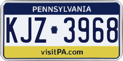 PA license plate KJZ3968