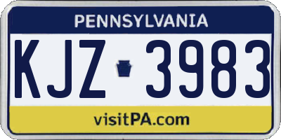 PA license plate KJZ3983