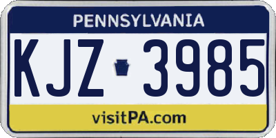 PA license plate KJZ3985