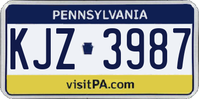 PA license plate KJZ3987