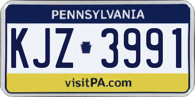 PA license plate KJZ3991