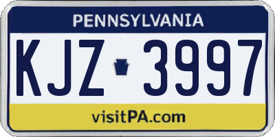 PA license plate KJZ3997