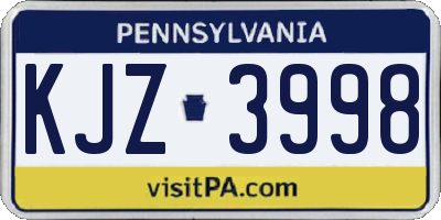 PA license plate KJZ3998