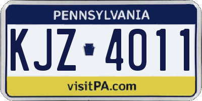 PA license plate KJZ4011