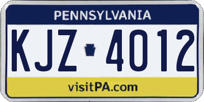 PA license plate KJZ4012
