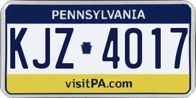 PA license plate KJZ4017