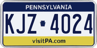 PA license plate KJZ4024