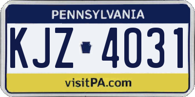 PA license plate KJZ4031