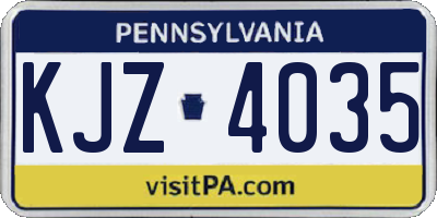PA license plate KJZ4035