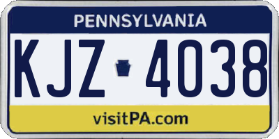 PA license plate KJZ4038