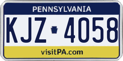 PA license plate KJZ4058
