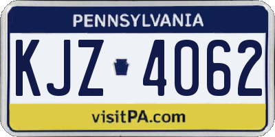 PA license plate KJZ4062