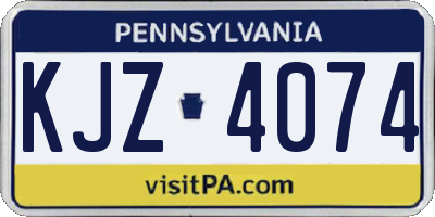 PA license plate KJZ4074