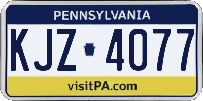 PA license plate KJZ4077