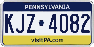 PA license plate KJZ4082