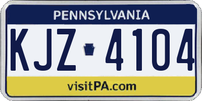 PA license plate KJZ4104