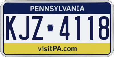 PA license plate KJZ4118