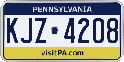 PA license plate KJZ4208