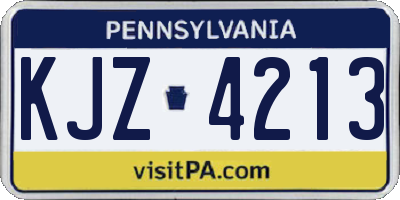 PA license plate KJZ4213