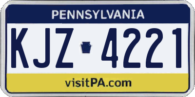 PA license plate KJZ4221
