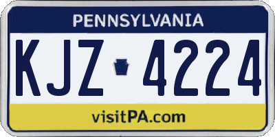 PA license plate KJZ4224