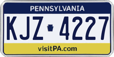 PA license plate KJZ4227