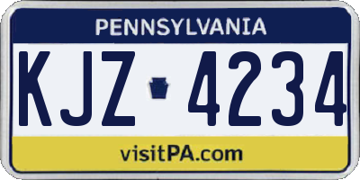 PA license plate KJZ4234