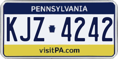 PA license plate KJZ4242
