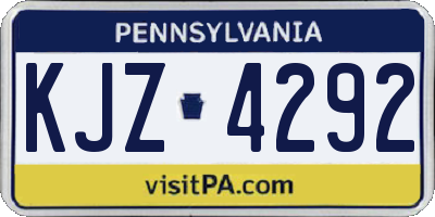 PA license plate KJZ4292