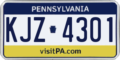 PA license plate KJZ4301
