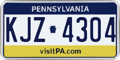 PA license plate KJZ4304