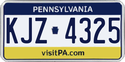 PA license plate KJZ4325