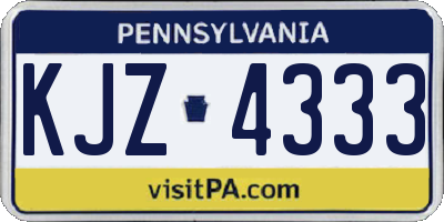 PA license plate KJZ4333
