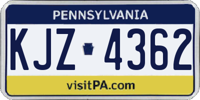PA license plate KJZ4362