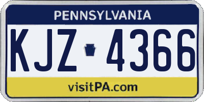 PA license plate KJZ4366