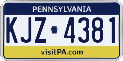 PA license plate KJZ4381