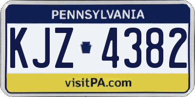 PA license plate KJZ4382