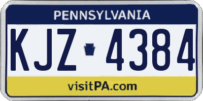 PA license plate KJZ4384